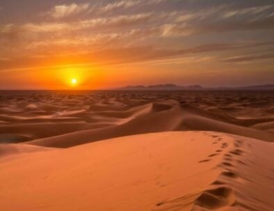 sunset in the desert merzouga with our 4-day tour from Casablanca to Marrakech