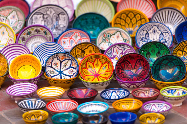 Traditional Moroccan market with souvenirs