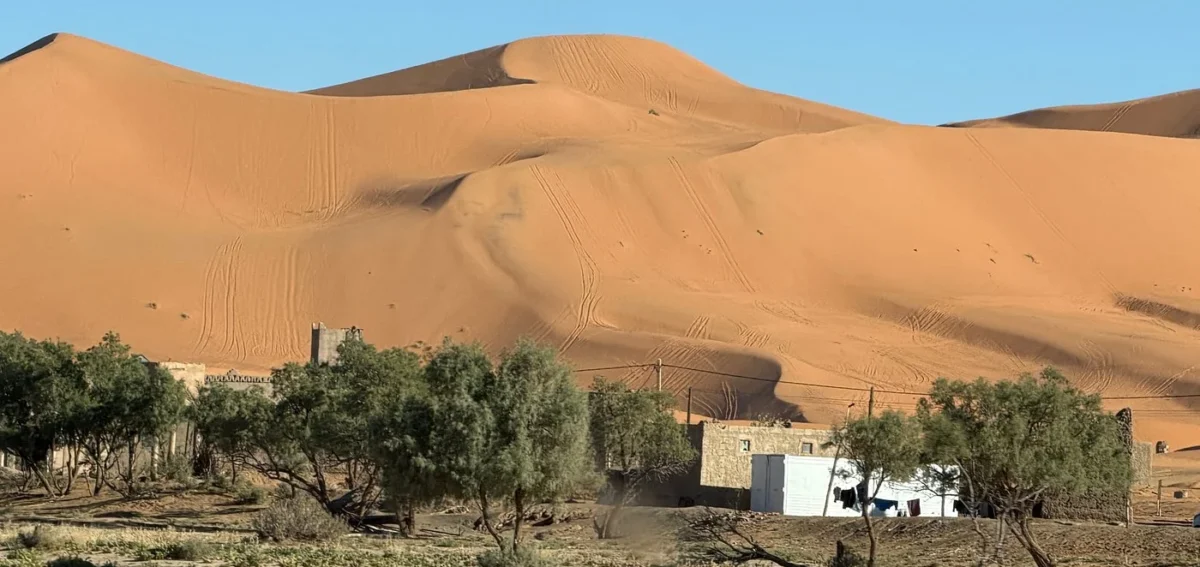 Erg Chebbi dunes near Merzouga during a 3-day desert tour from Fes