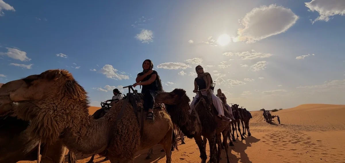 Camel trek in the Merzouga Desert during a 3-day tour from Fes to Marrakech