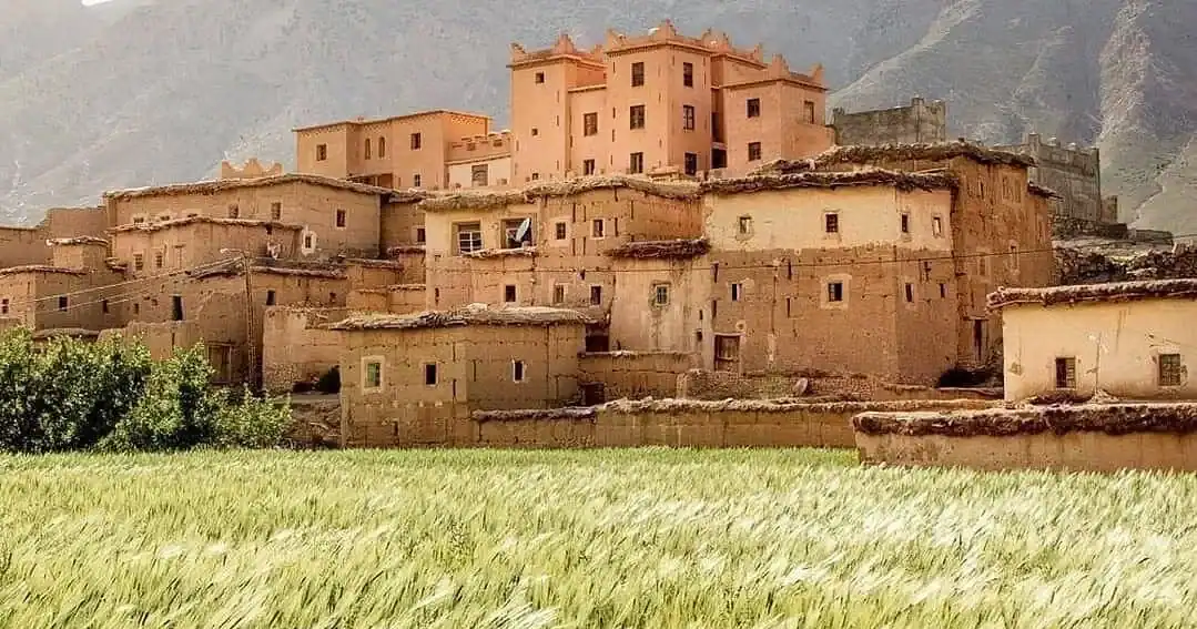 Traditional kasbah in the Atlas Mountains during the 7-day Agadir desert tour