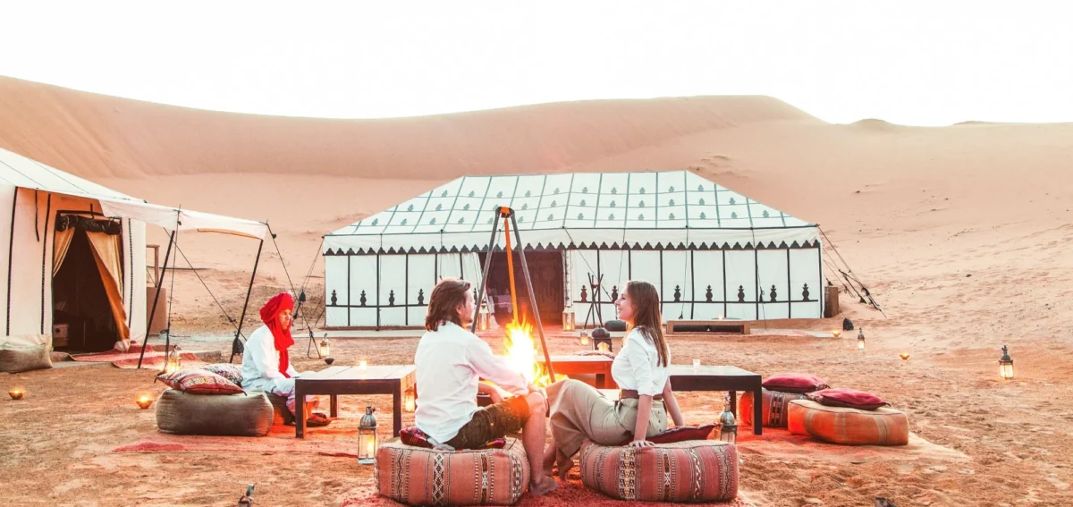 Luxury desert camp in Merzouga during the 4 days tour from Tangier to Marrakech via Sahara Desert