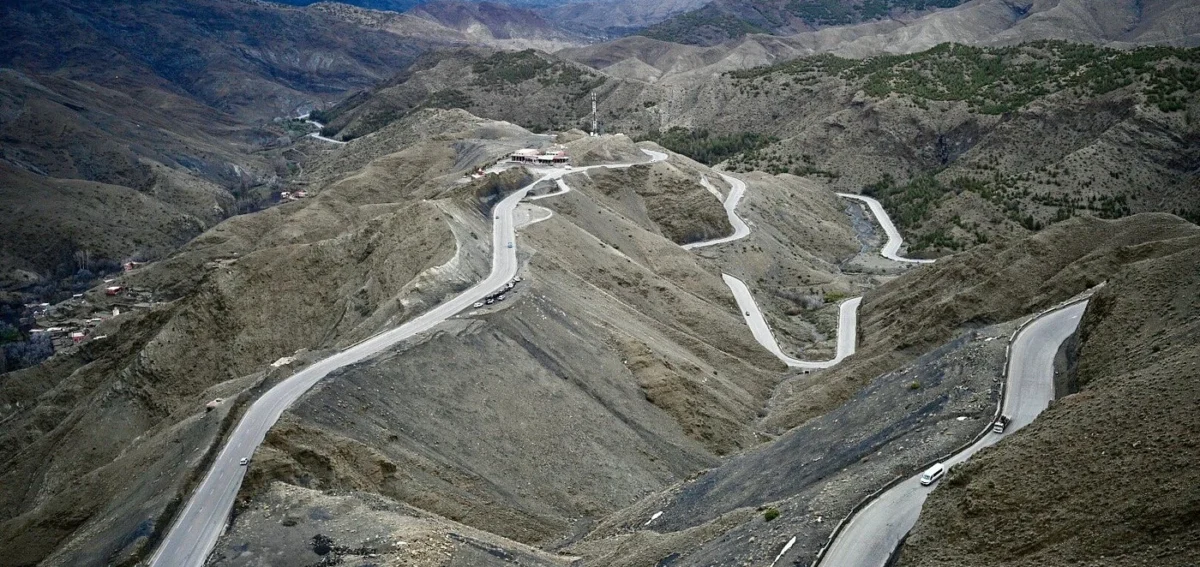 Tizi n Tichka Pass road in the Atlas Mountains, Morocco