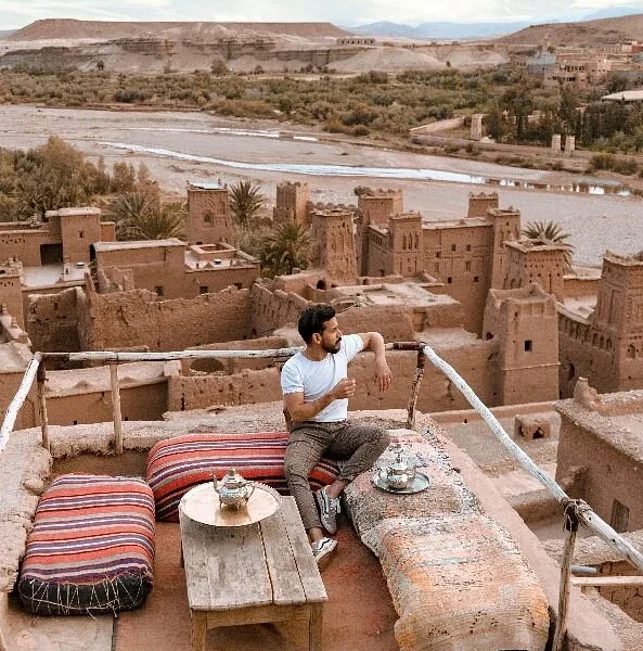 Tours from Ouarzazate with a scenic view of Ait Ben Haddou kasbah in southern Morocco