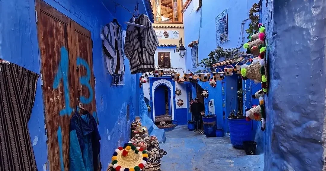 Chefchaouen blue streets during a 6 days Morocco tour from Rabat to Marrakech