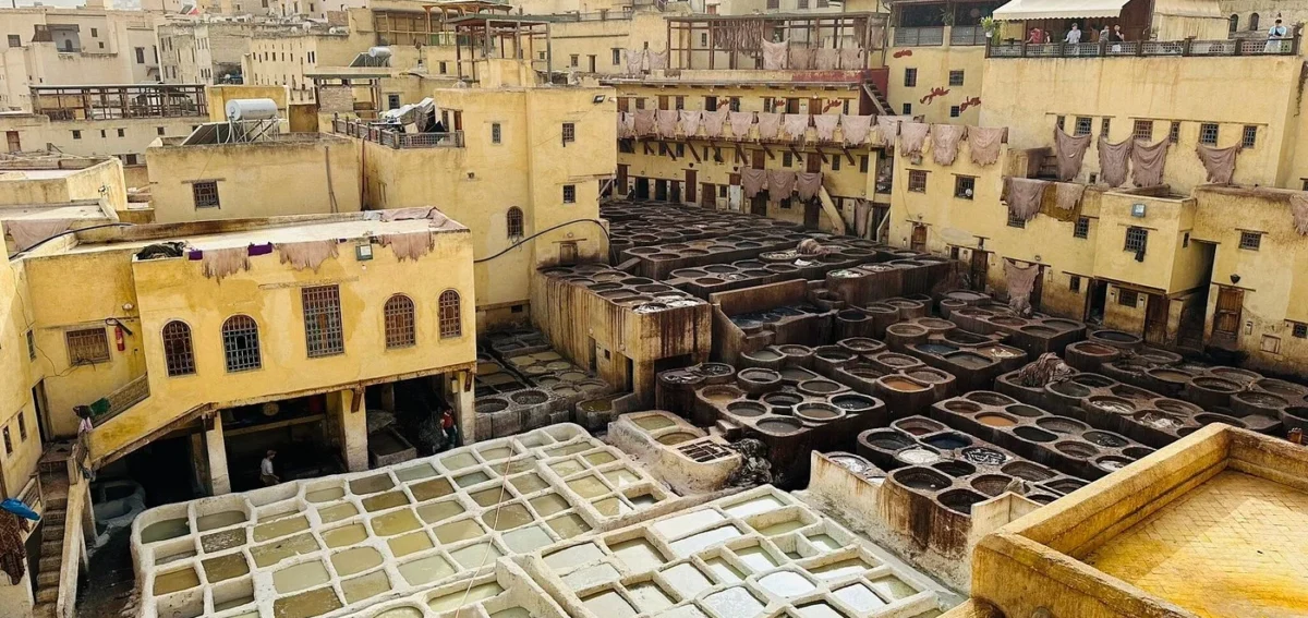 Fes Chouara Tannery visit during a 5 days Morocco tour from Rabat to Marrakech.
