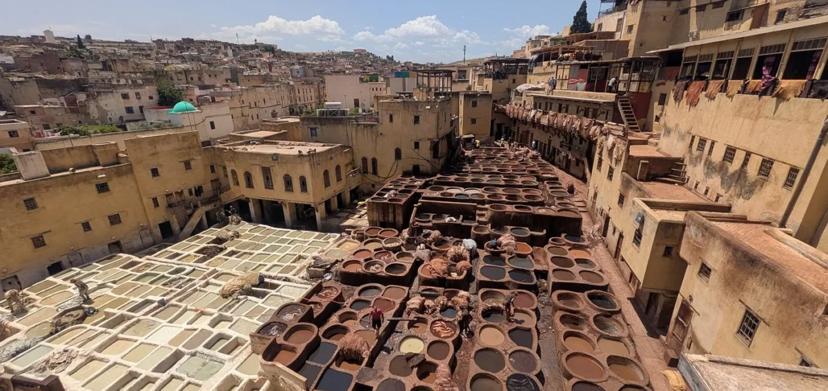 Fes Chouara Tannery visit during a 6 days Morocco tour from Rabat to Marrakech