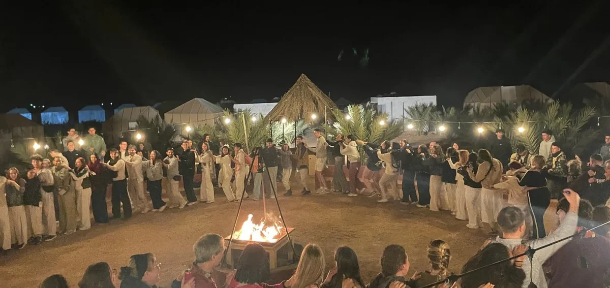 Berber music around the campfire in Merzouga desert camp during a 4 days desert tour from Rabat to Marrakech.